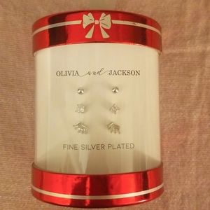 Women's 3 Pk Fine Silver Plated Earring Set.